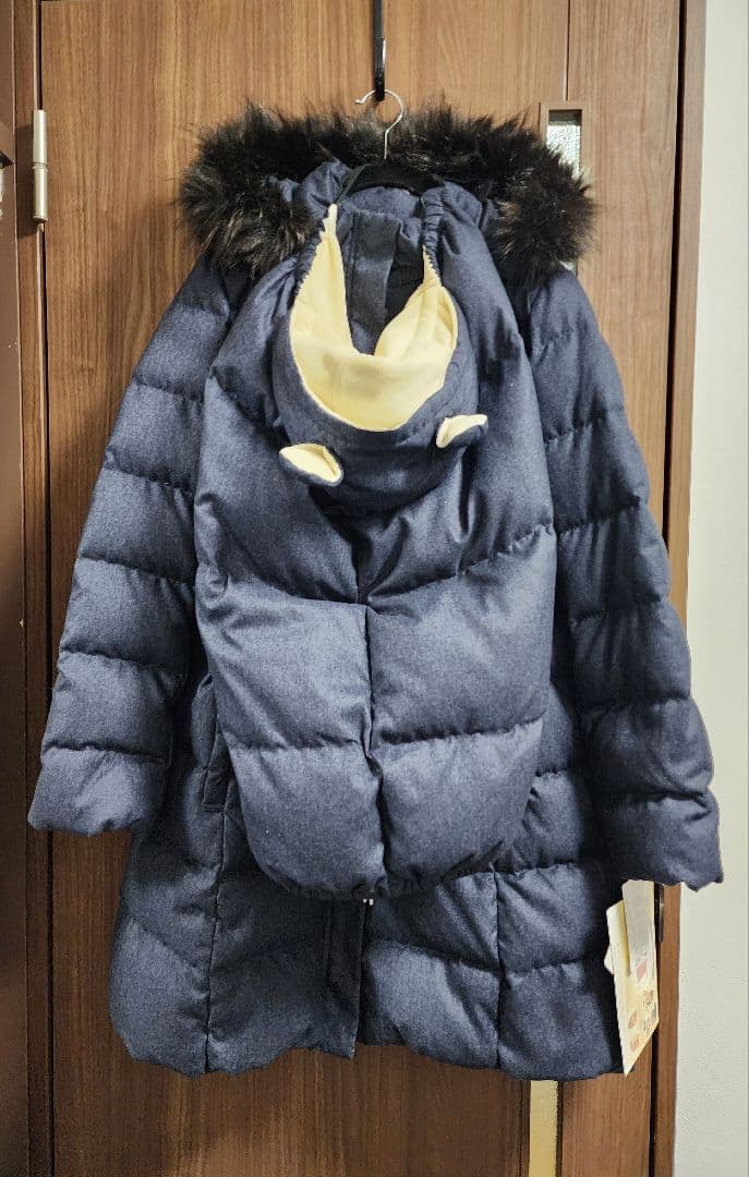 a.i.nママコート ダウン ケープ付 マタニティ M〜L ネイビー 抱っこ対応