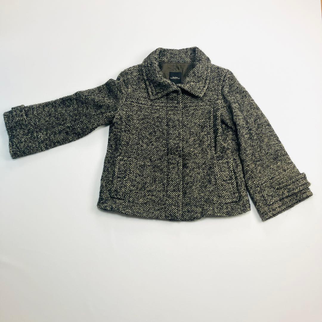 超希少サイズ　美品　マックスマーラ　スタンドカラーコート　ヘリンボーン　XL