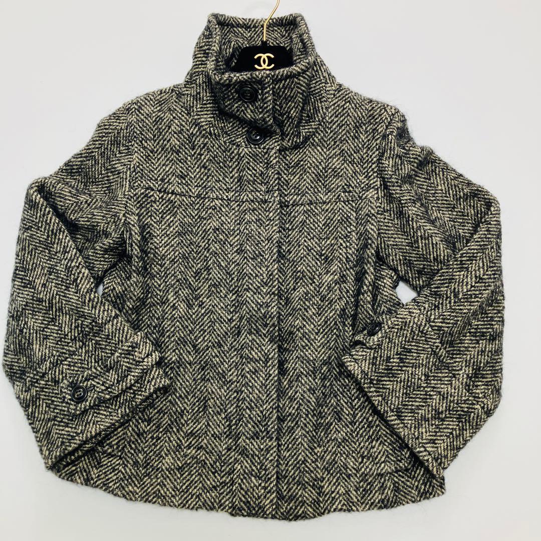 超希少サイズ　美品　マックスマーラ　スタンドカラーコート　ヘリンボーン　XL