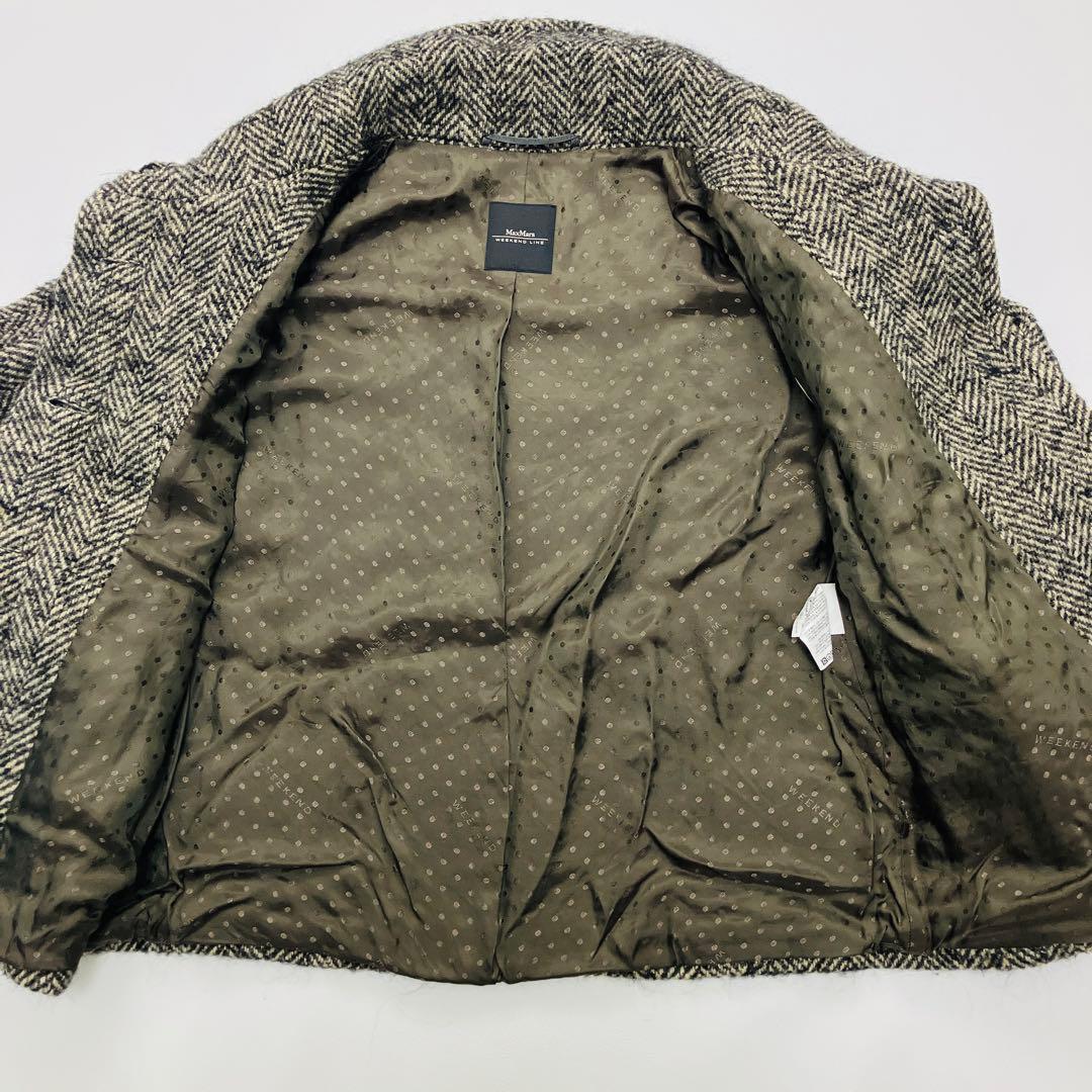 超希少サイズ　美品　マックスマーラ　スタンドカラーコート　ヘリンボーン　XL