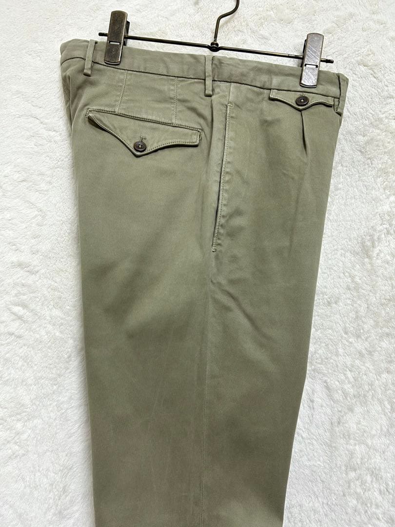 【美品】INCOTEX メンズ 製品染め パンツ 46 M 79cm 薄カーキ