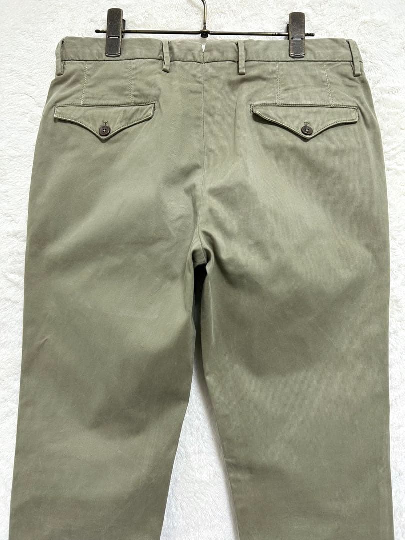 【美品】INCOTEX メンズ 製品染め パンツ 46 M 79cm 薄カーキ