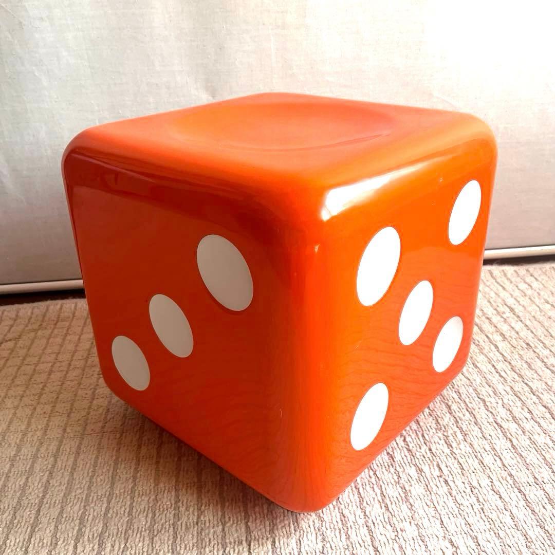 サイコロ型　ビンテージスツール　オレンジ
