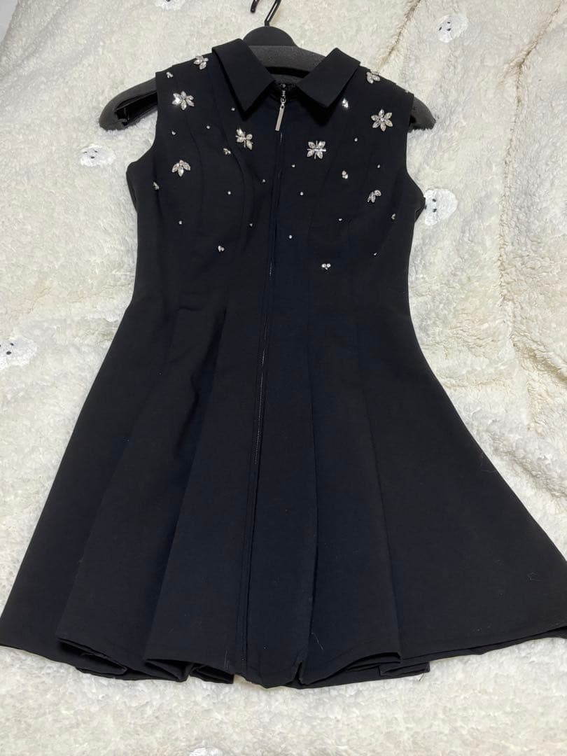 ROBEdeFLEURS/襟付きノースリーブフレアミニキャバドレス