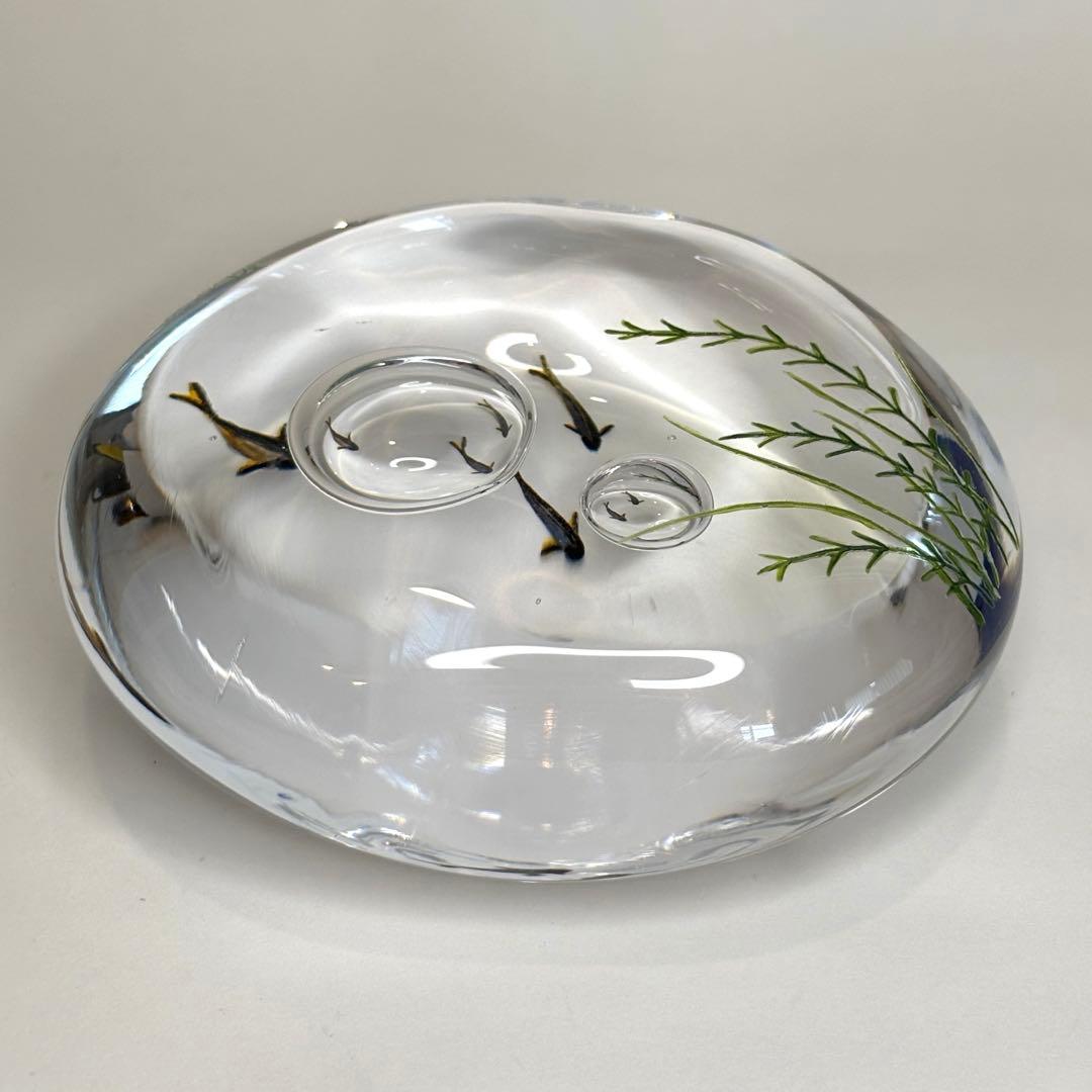 久保裕子さん作　ガラス　鮎　水草　ペーパーウェイト　文鎮　オブジェ　ハンドメイド