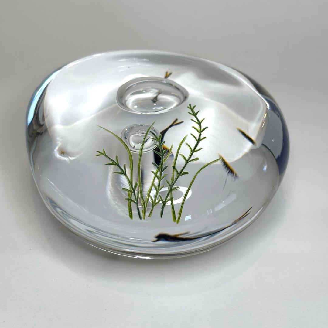 久保裕子さん作　ガラス　鮎　水草　ペーパーウェイト　文鎮　オブジェ　ハンドメイド