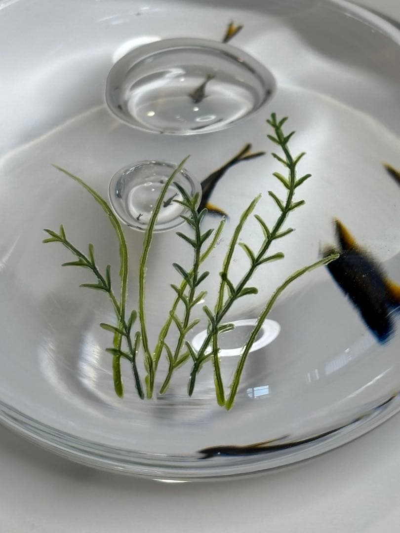 久保裕子さん作　ガラス　鮎　水草　ペーパーウェイト　文鎮　オブジェ　ハンドメイド