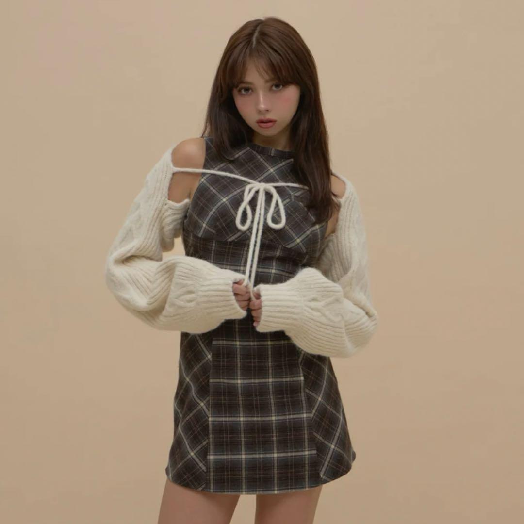 アンドマリー ワンピース Mimi check set mini dress
