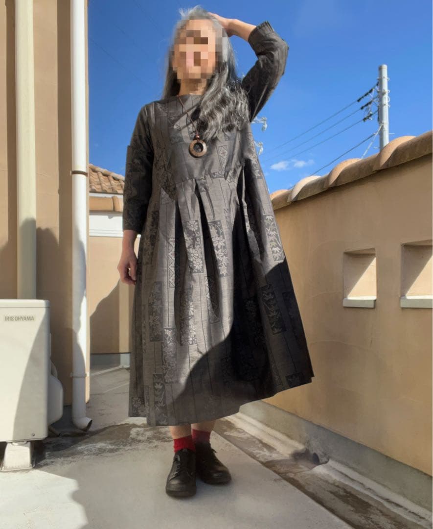 大島紬リメイクワンピース