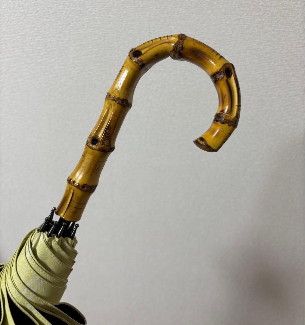 サンバリア100 長傘 Mサイズ チェック イエロー 竹手元