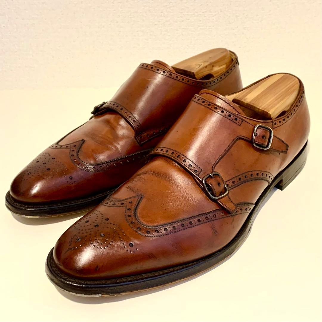 【週末即決特価】5都市 Church’s ダブルモンク ブローグ 茶 UK9