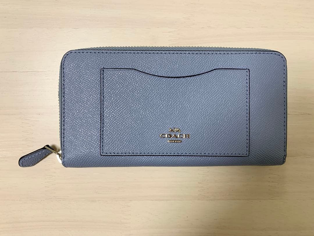 【新品未使用】COACH 長財布 ラウンドファスナー 水色 ブルー 箱 不織布袋