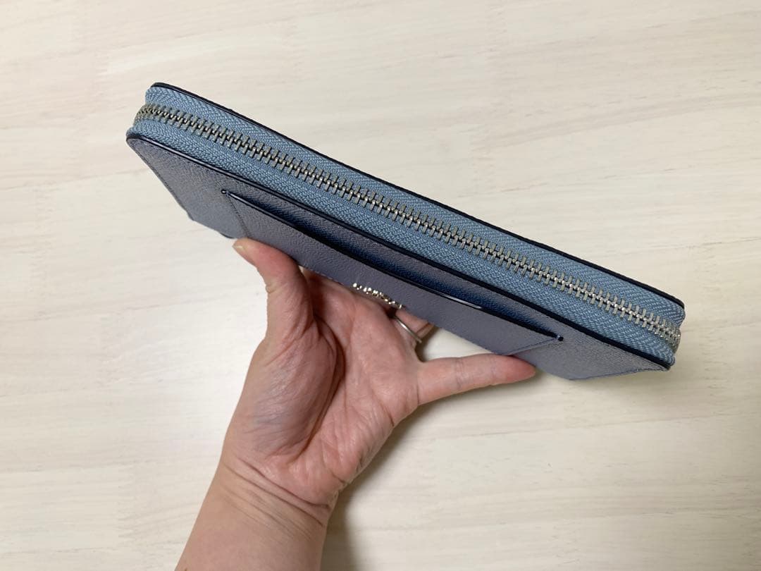 【新品未使用】COACH 長財布 ラウンドファスナー 水色 ブルー 箱 不織布袋