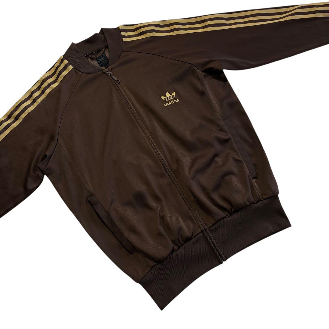 2005年 Adidas トラックジャケット O こげ茶 金 トレフォイル 刺繍