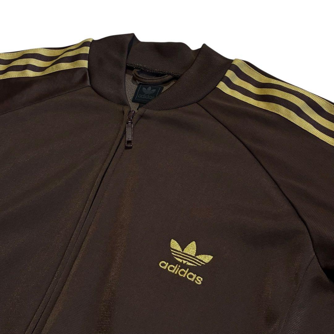 2005年 Adidas トラックジャケット O こげ茶 金 トレフォイル 刺繍