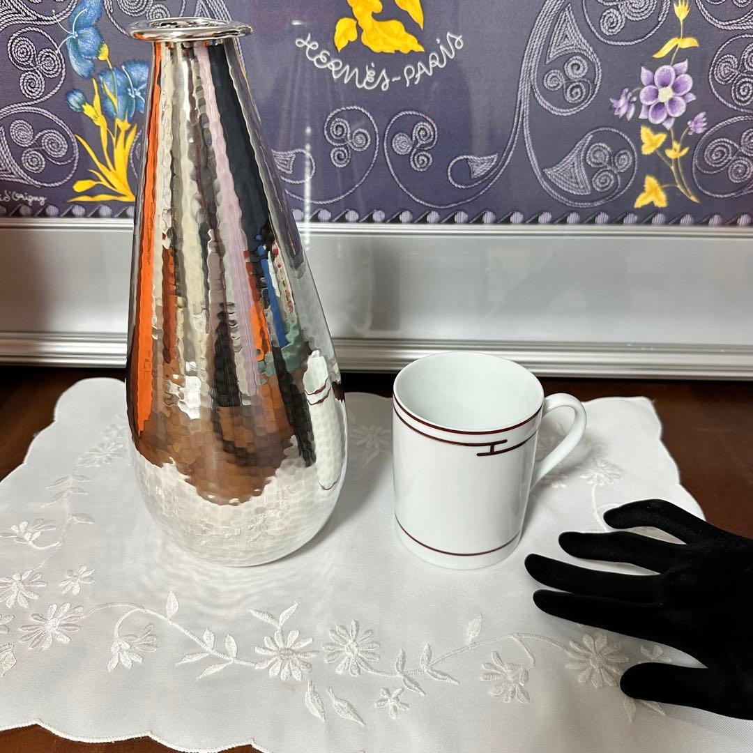 HERMES エルメス　ステンレス製　花瓶　フラワーベース　希少　シルバーカラー