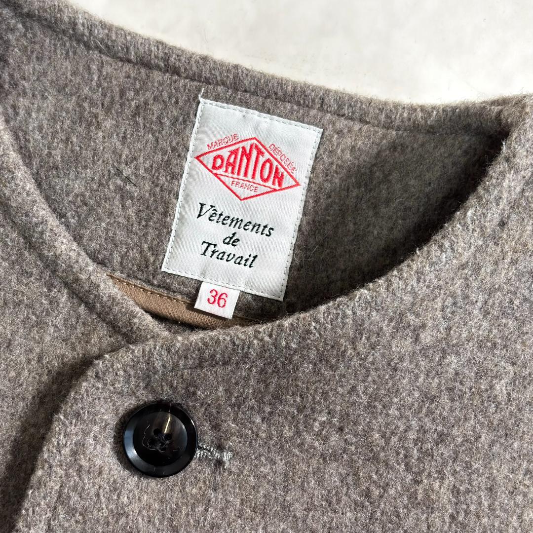 ダントン ウールモッサノーカラーコート グレージュ サイズ36 tb0