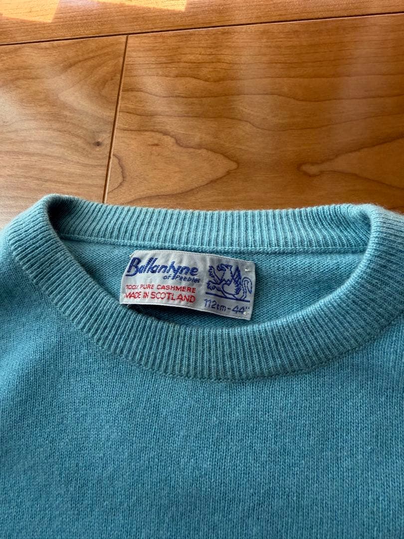 70年代 スコットランド製 バランタイン カシミヤニット ティファニーブルー