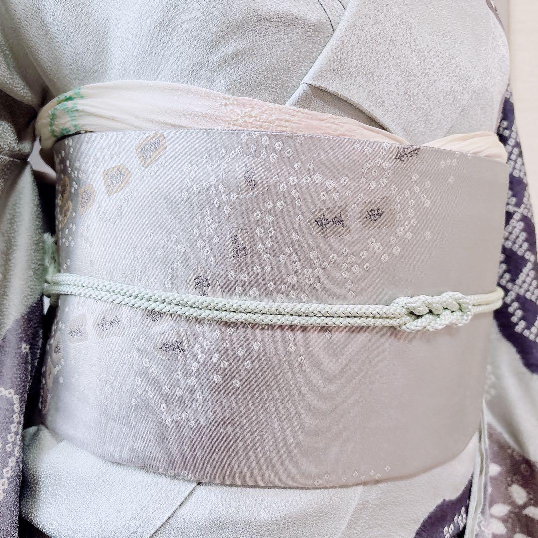 訪問着　一つ紋　フルセット　裄69 絞り 卒業式　入学式　お宮参　袋帯 M