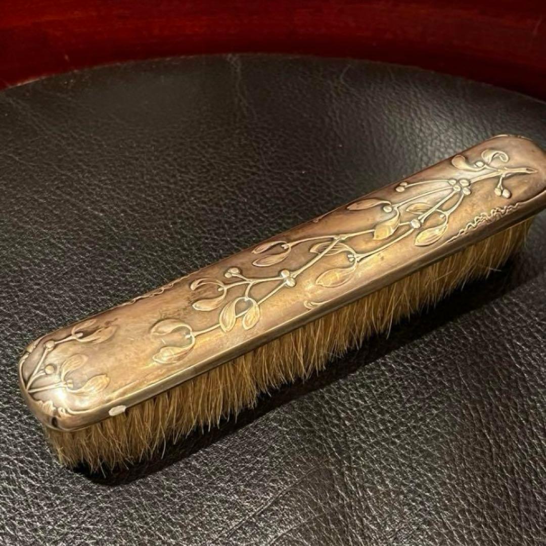 フランス　純銀950製　アンティーク　ヤドリギ　ブラシ　アールヌーボー