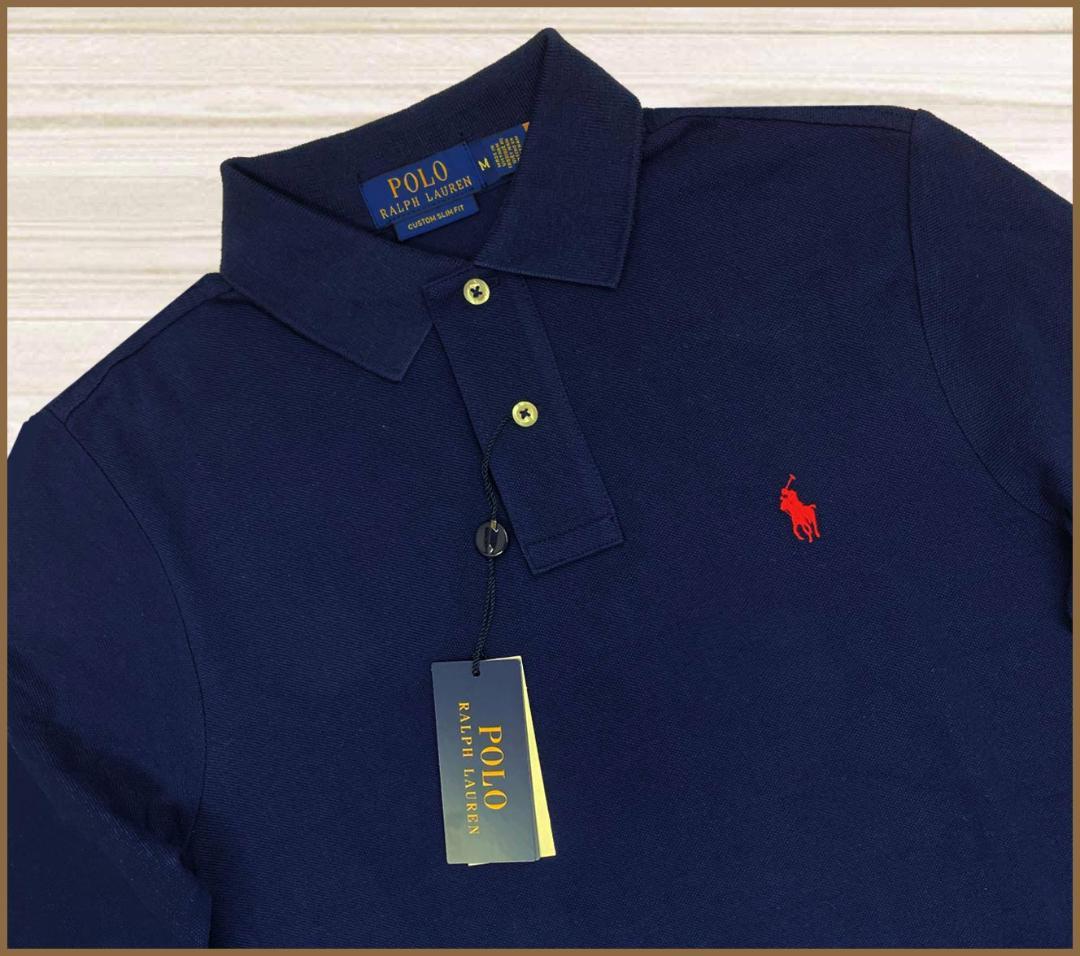 【新品】POLOラルフローレン長袖ポロシャツ L/US:M 紺ネイビー