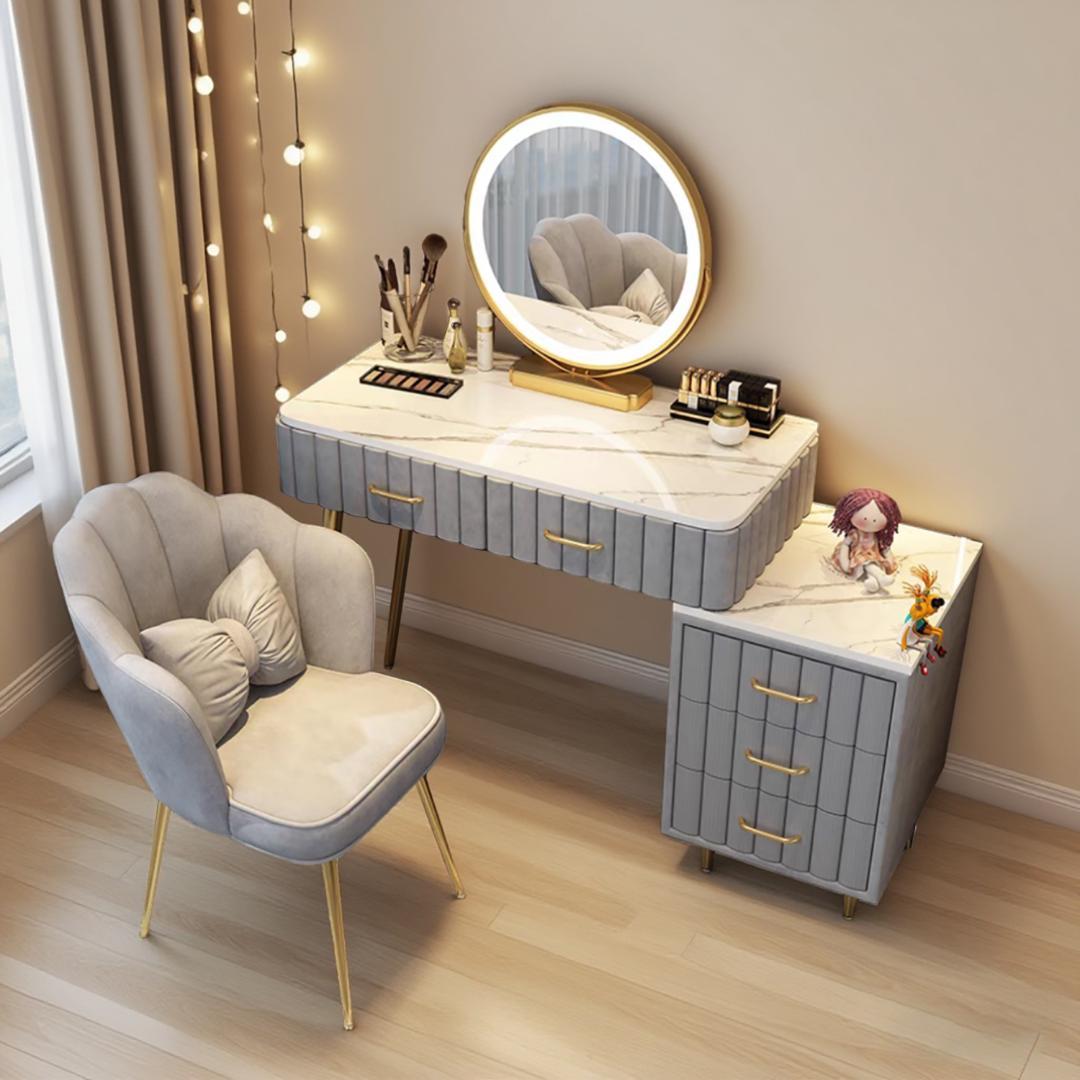 グレー 木製 ドレッサー デスクのみ 訳あり品　実物写真ありJ108-80-①