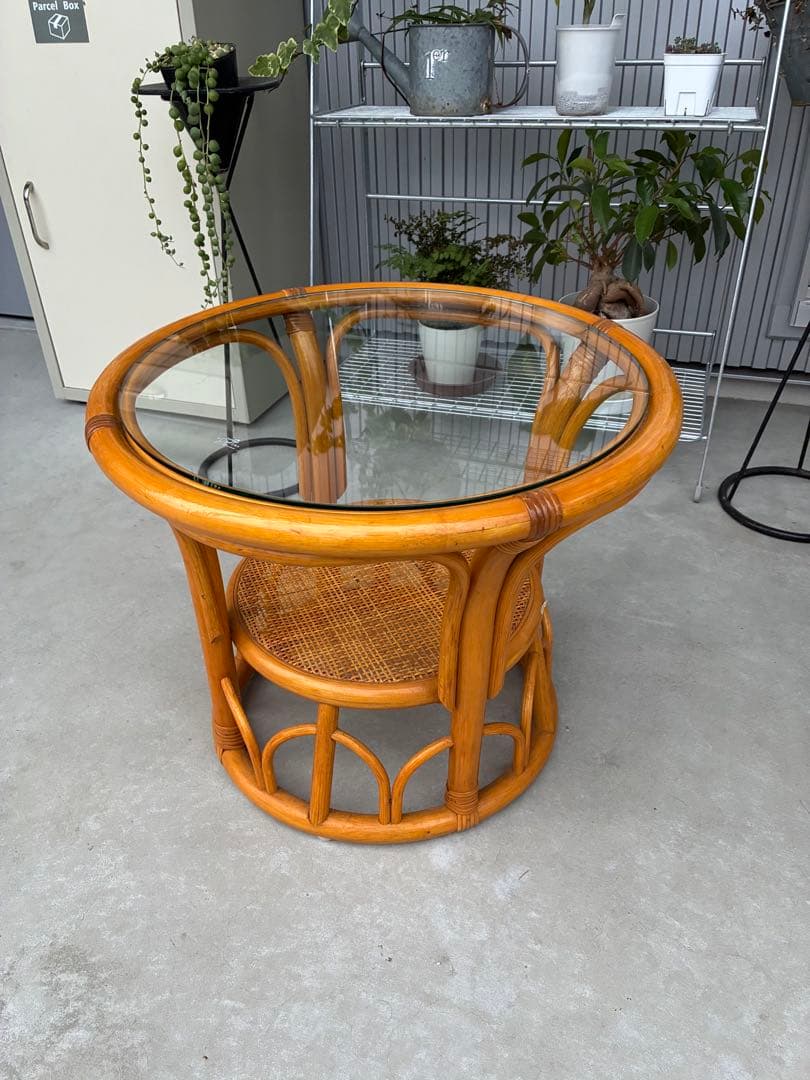 ラタンテーブル★藤テーブル★昭和レトロ★送料込！★
