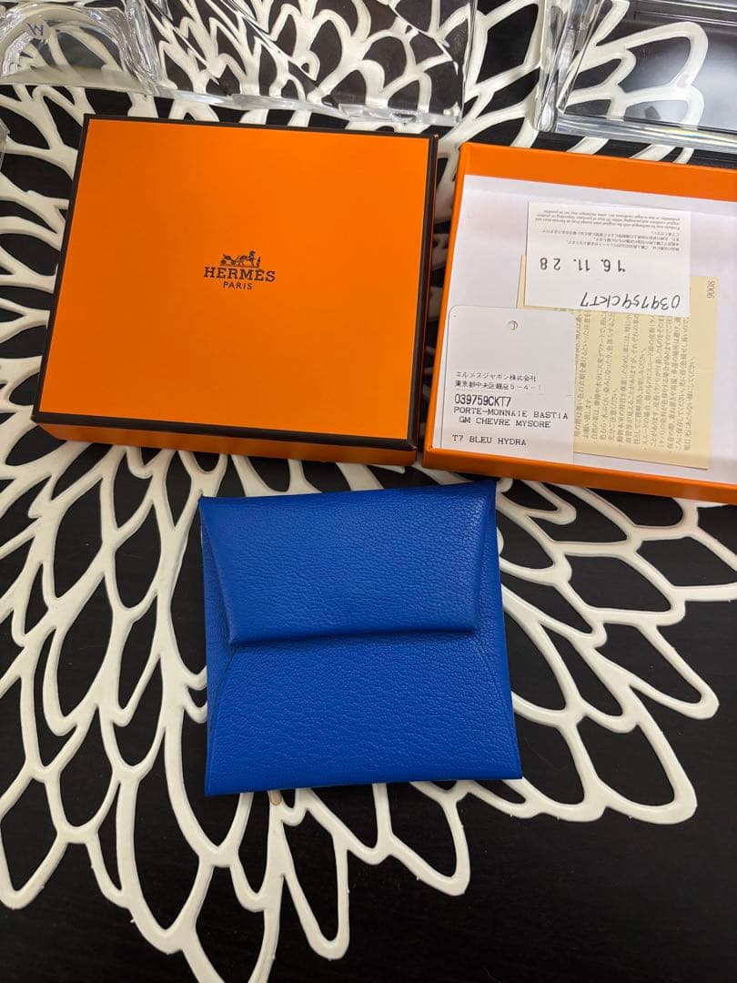 専用ページ、、、HERMES バスティア　青 レザー ケース