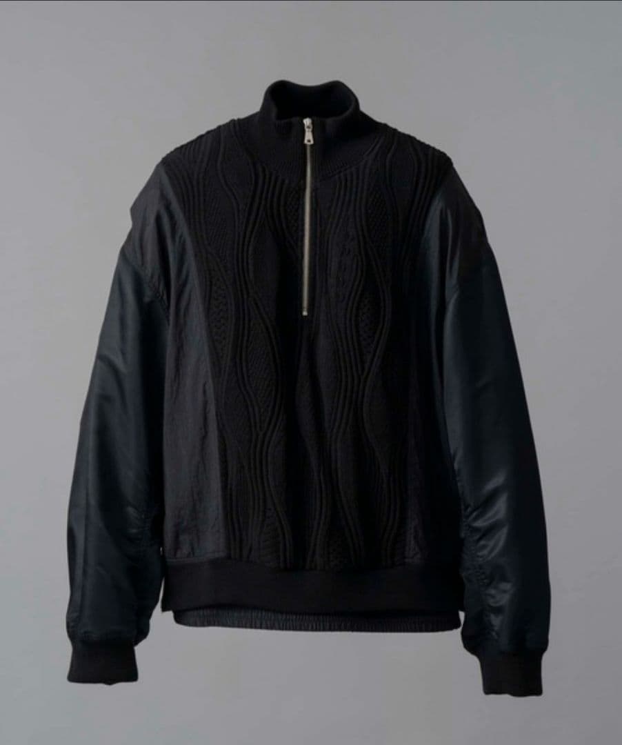 【完売品】異素材ドッキングプライムオーバーハーフジッププルオーバー