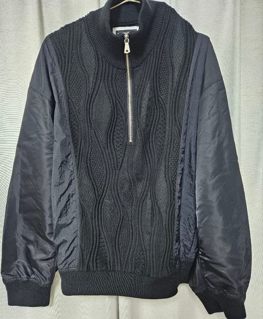 【完売品】異素材ドッキングプライムオーバーハーフジッププルオーバー