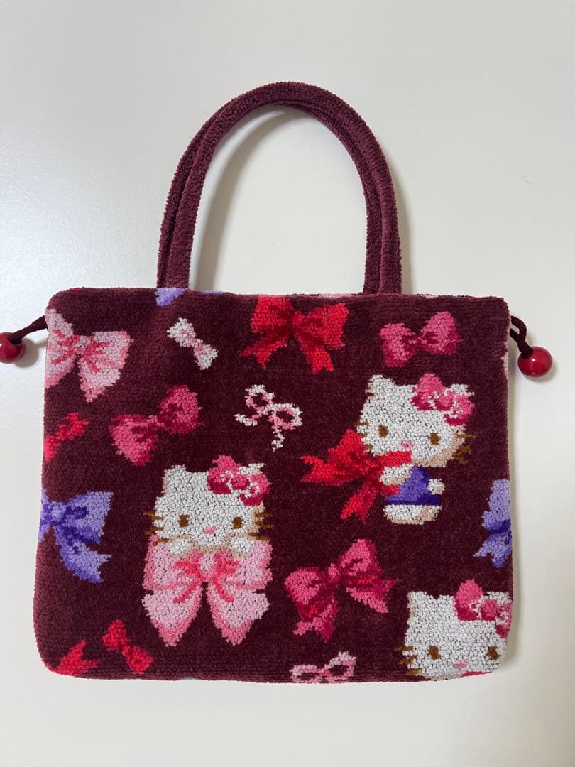 フェイラー　キティ　手付き巾着バッグ（リボン）