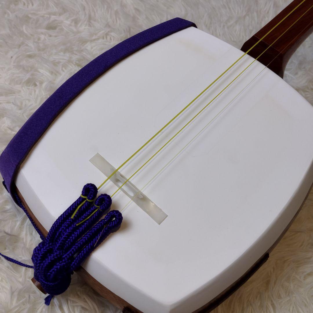 比較的美品　初心者おすすめ　津軽三味線　太棹　正寸　合皮　花梨　胴掛け　糸付属