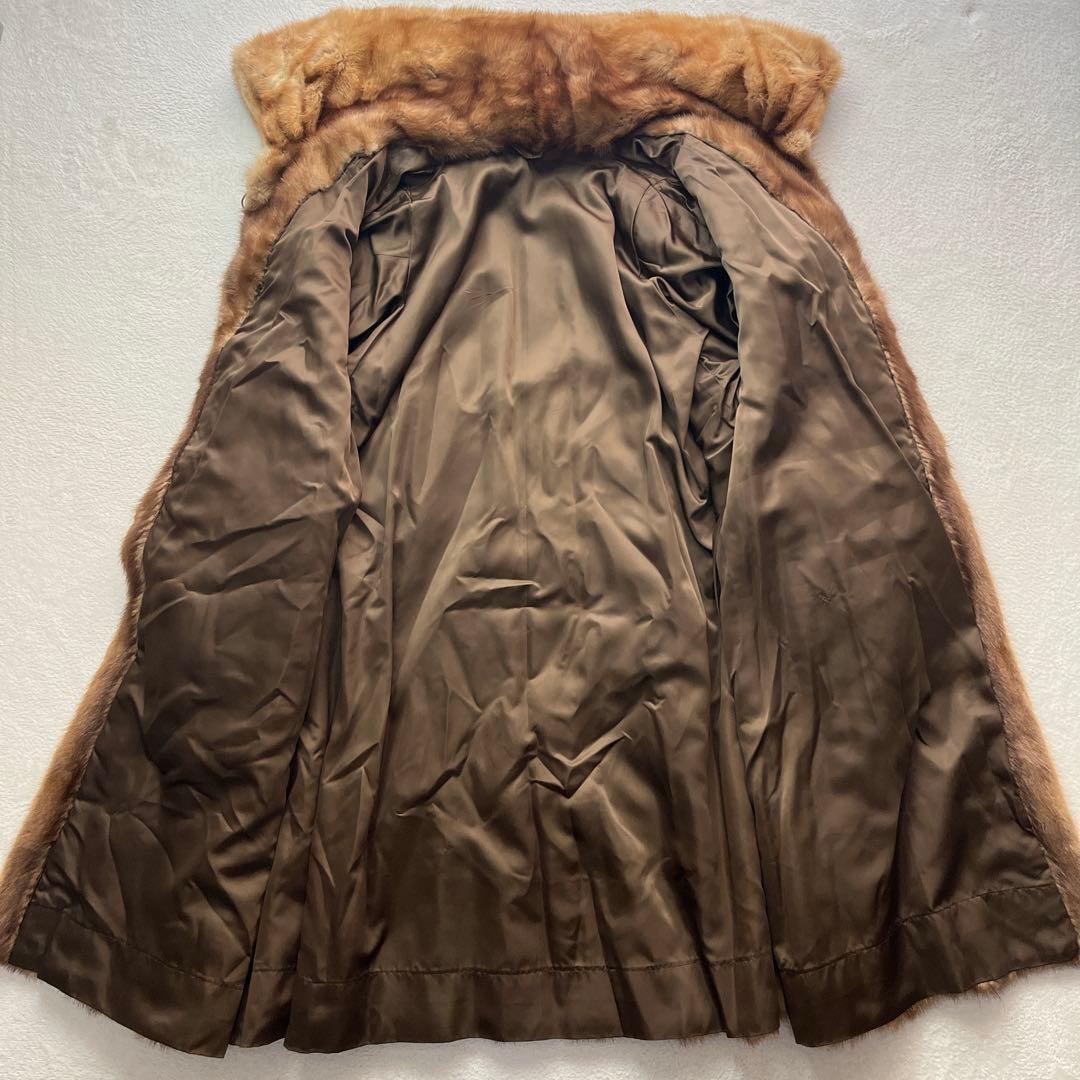 毛皮 ミンク ゴールデンミンク パステルカラー ビッグカラー ロングコート 裾広