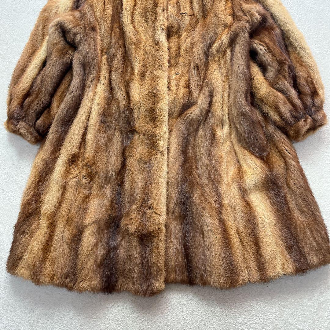 毛皮 ミンク ゴールデンミンク パステルカラー ビッグカラー ロングコート 裾広