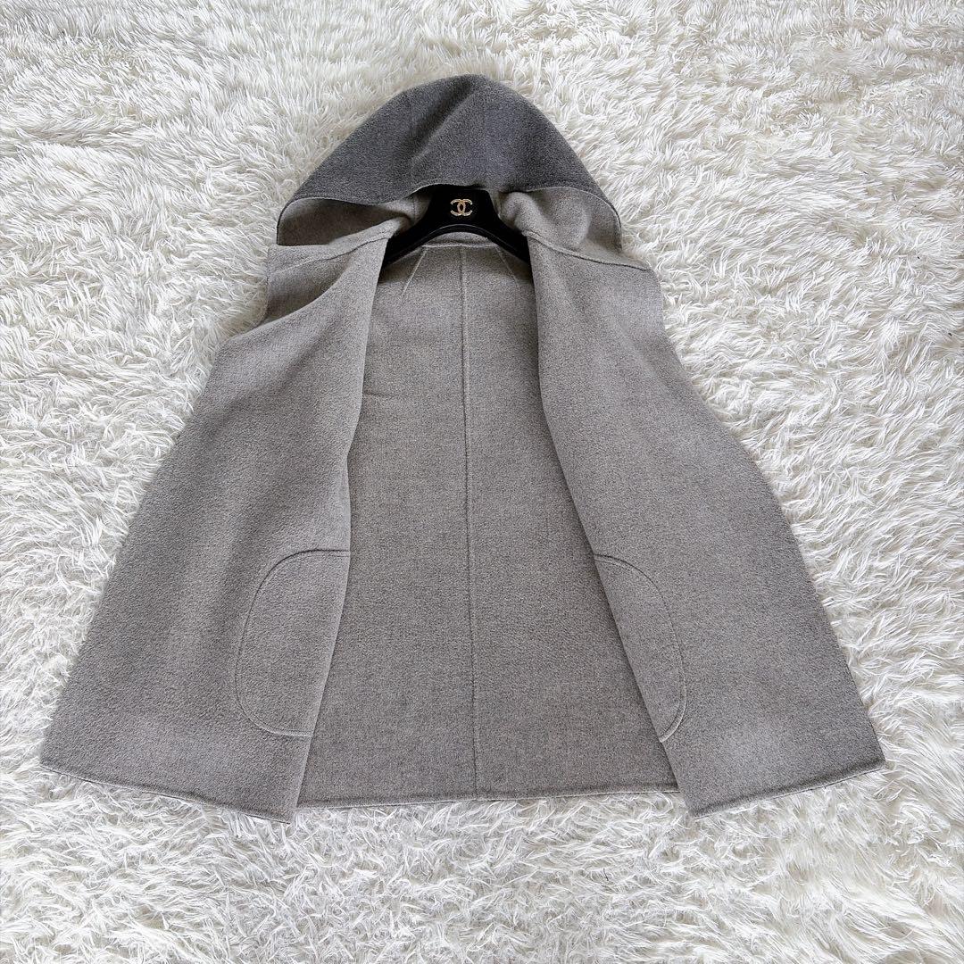 美品✨【セオリー】カシミヤウール リバーシブル ダブルフェイスフードコートグレー