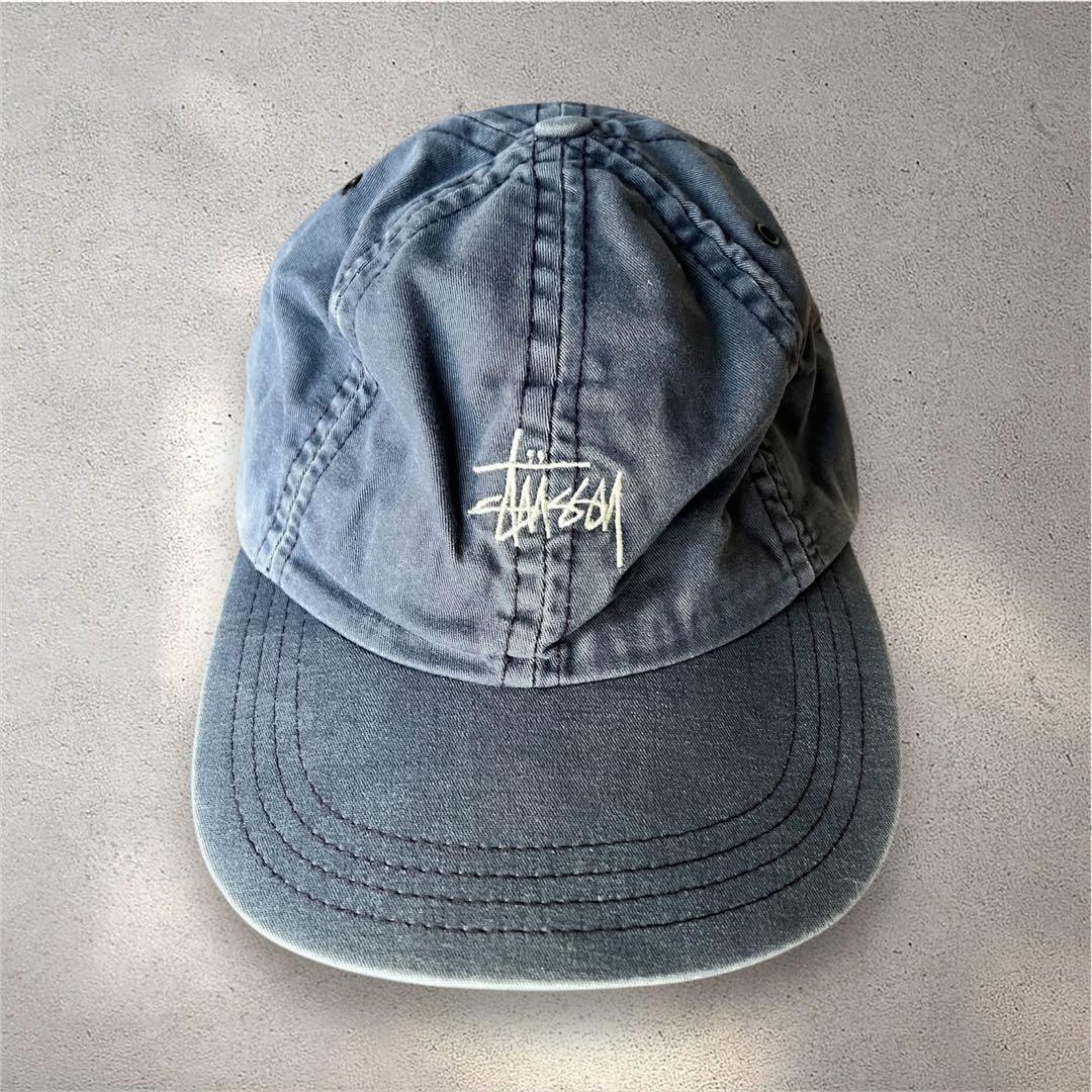 90s–00s【Stüssy】USA製 ロゴ刺繍 ピグメントダイ キャップ