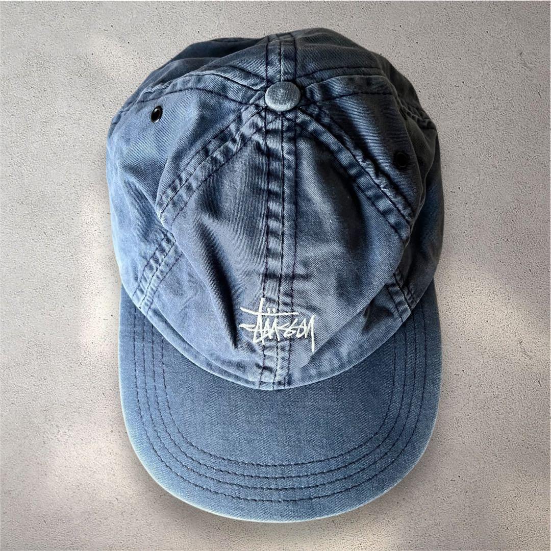 90s–00s【Stüssy】USA製 ロゴ刺繍 ピグメントダイ キャップ