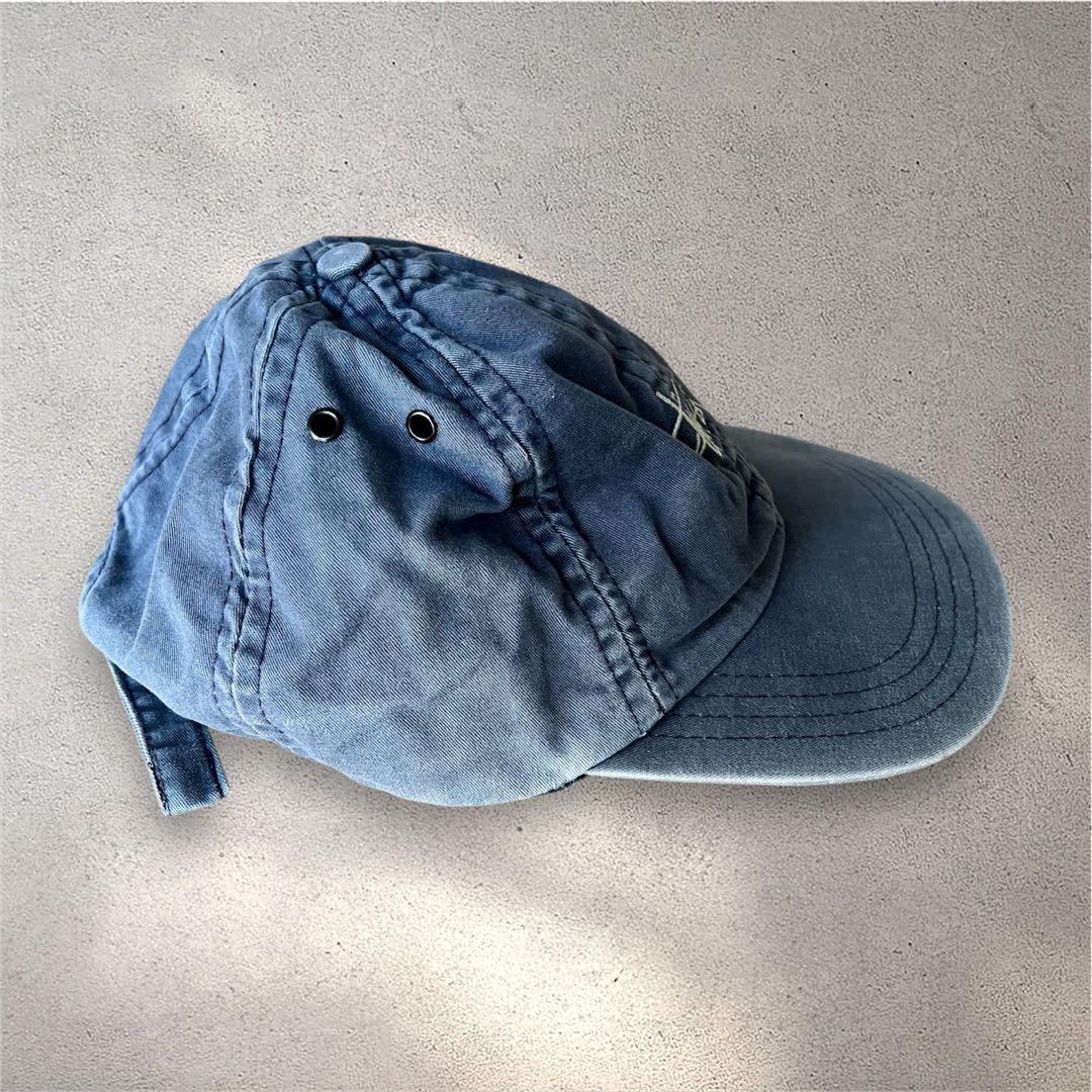 90s–00s【Stüssy】USA製 ロゴ刺繍 ピグメントダイ キャップ