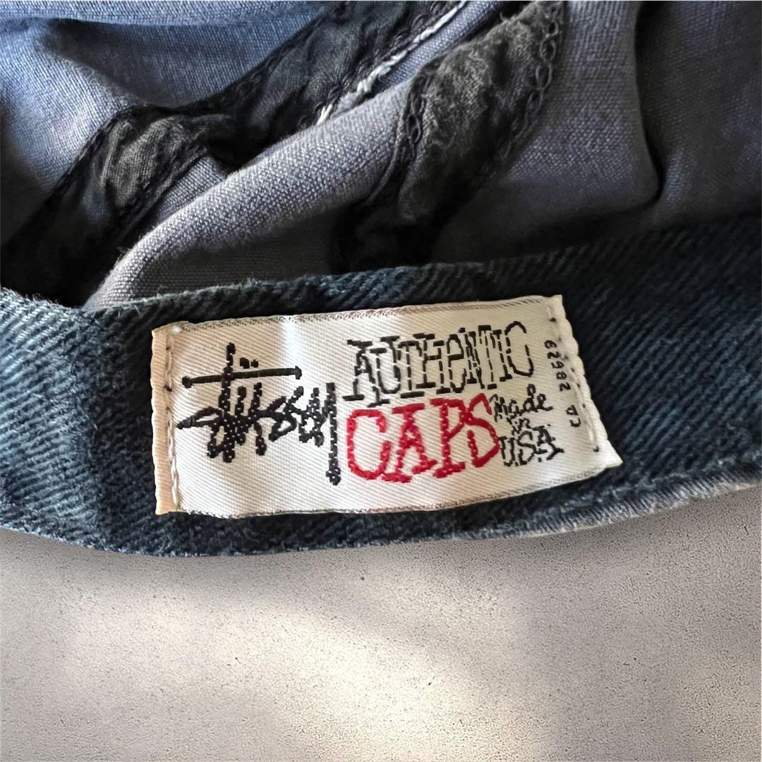 90s–00s【Stüssy】USA製 ロゴ刺繍 ピグメントダイ キャップ