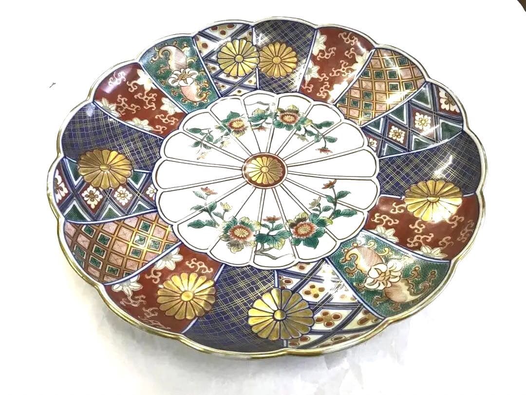 伊万里風１尺２寸菊模様皿