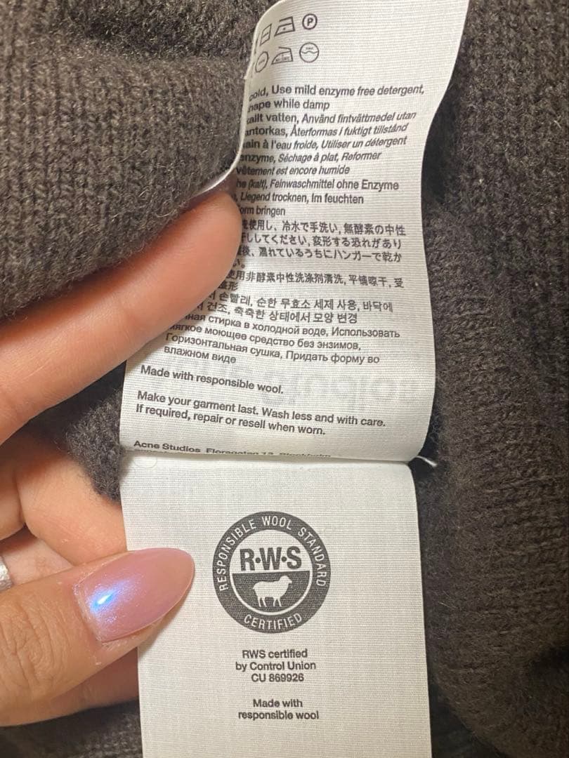 Acne studios ウールカシミア ニット フーディ ダークブラウン