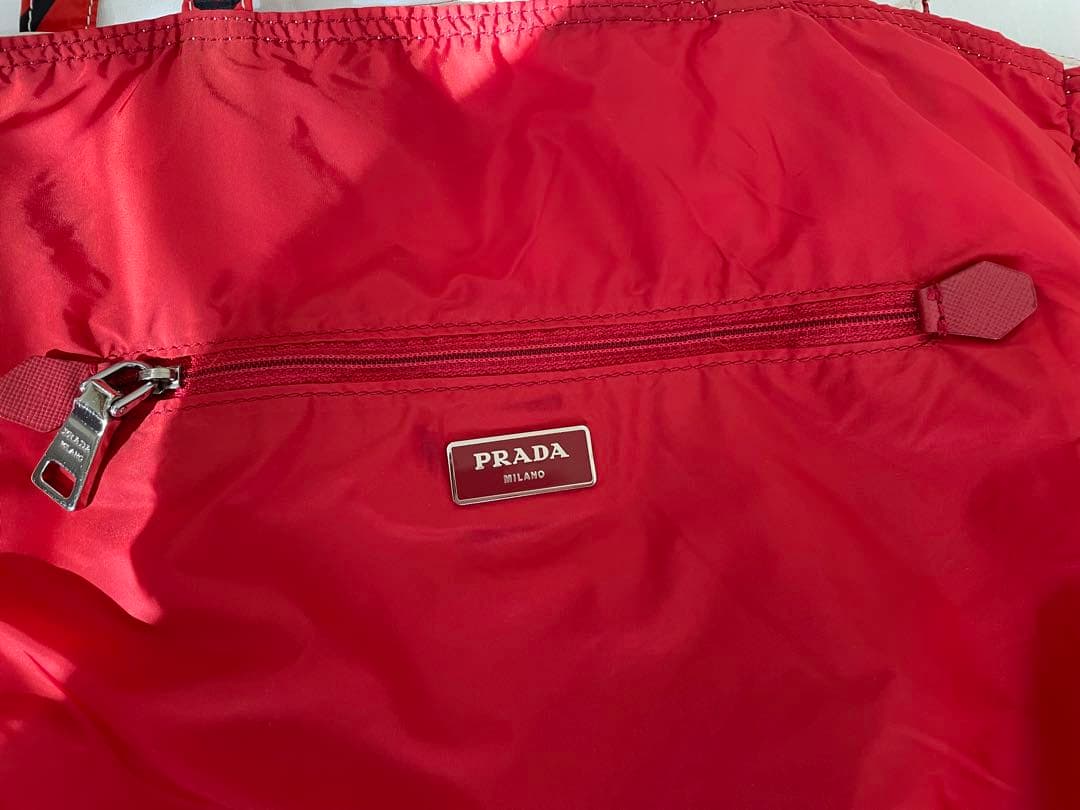 PRADA プラダ ハート柄 エコバッグ ホワイト/レッド ショルダーバッグ