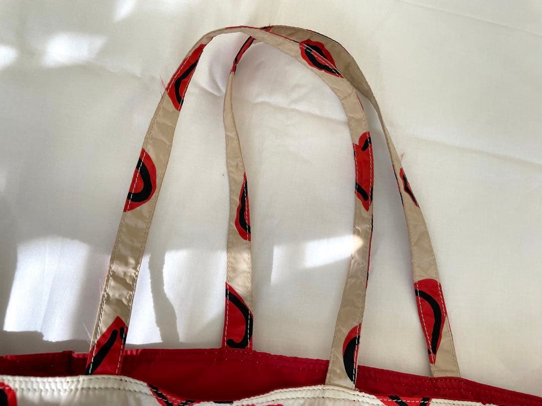 PRADA プラダ ハート柄 エコバッグ ホワイト/レッド ショルダーバッグ