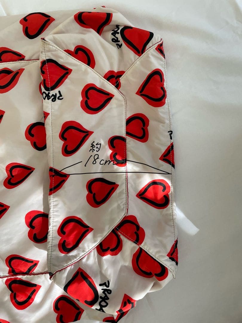 PRADA プラダ ハート柄 エコバッグ ホワイト/レッド ショルダーバッグ