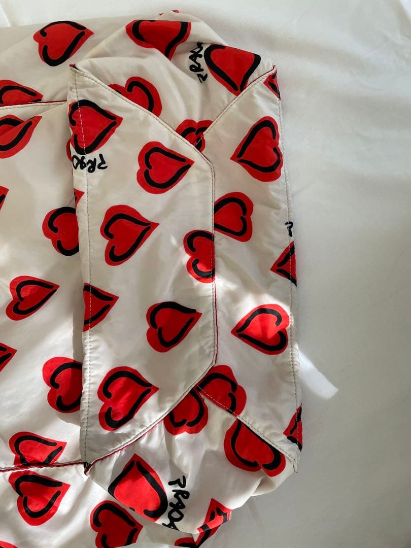 PRADA プラダ ハート柄 エコバッグ ホワイト/レッド ショルダーバッグ