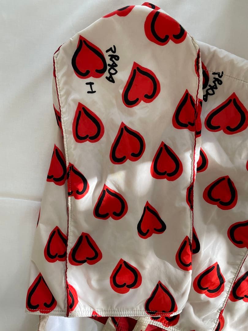 PRADA プラダ ハート柄 エコバッグ ホワイト/レッド ショルダーバッグ