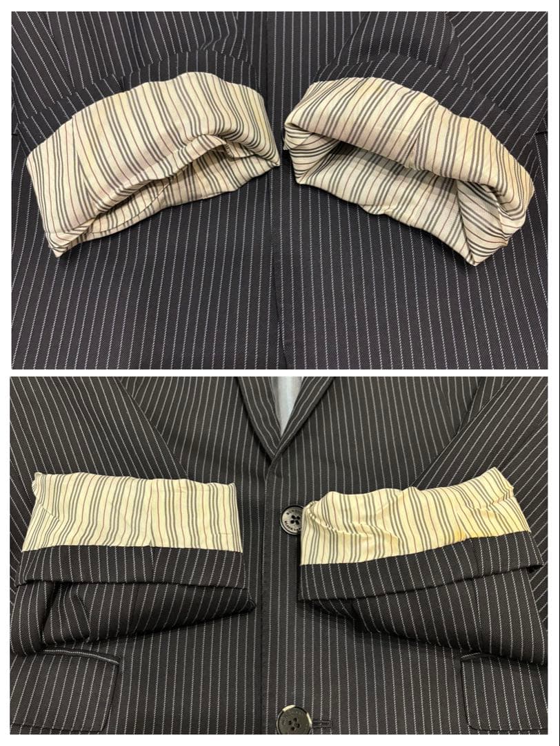 [希少]バーバリー ブラックレーベル ストライプ セットアップ スーツ ネイビー