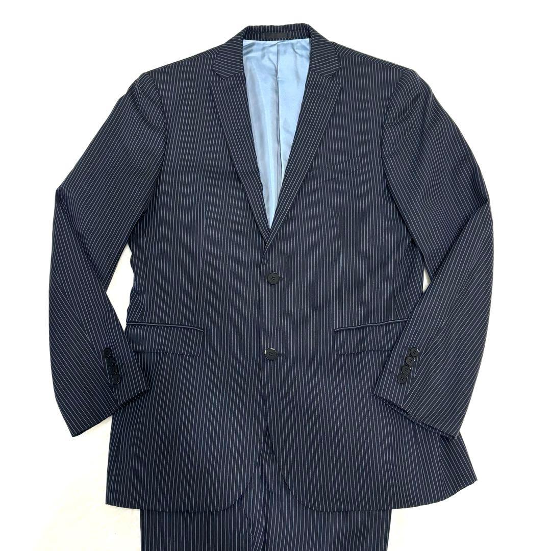 [希少]バーバリー ブラックレーベル ストライプ セットアップ スーツ ネイビー