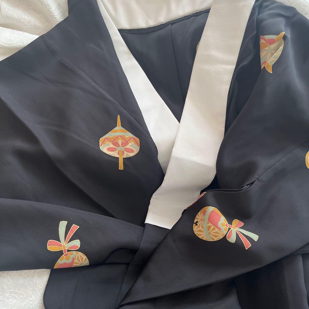 長襦袢　正絹　黒　半衿つき