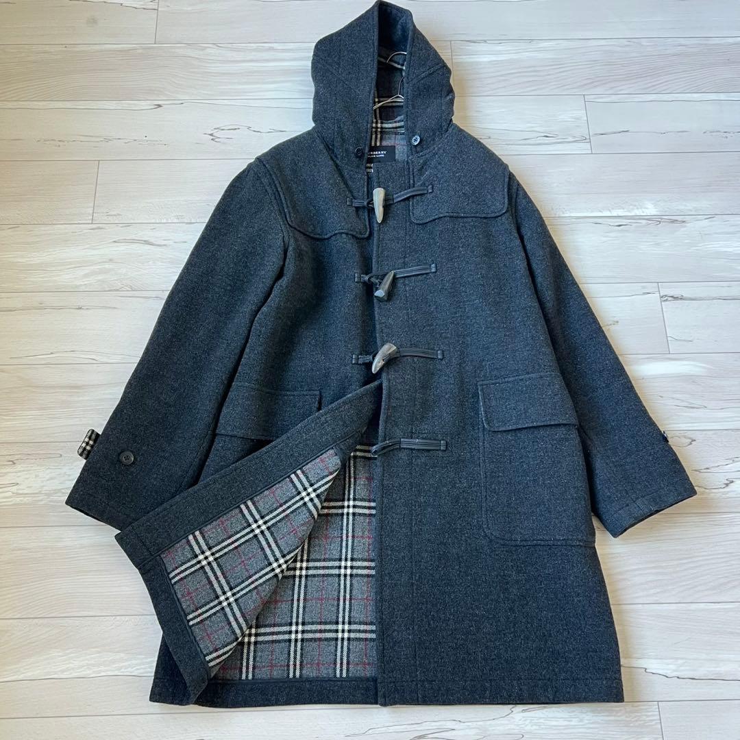 バーバリーブラックレーベル　ダッフルコート　ロング　ダークグレー　ダブルフェイス